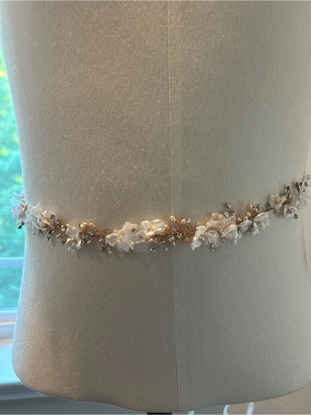 David's Bridal rose gold floral beaded bridal belt